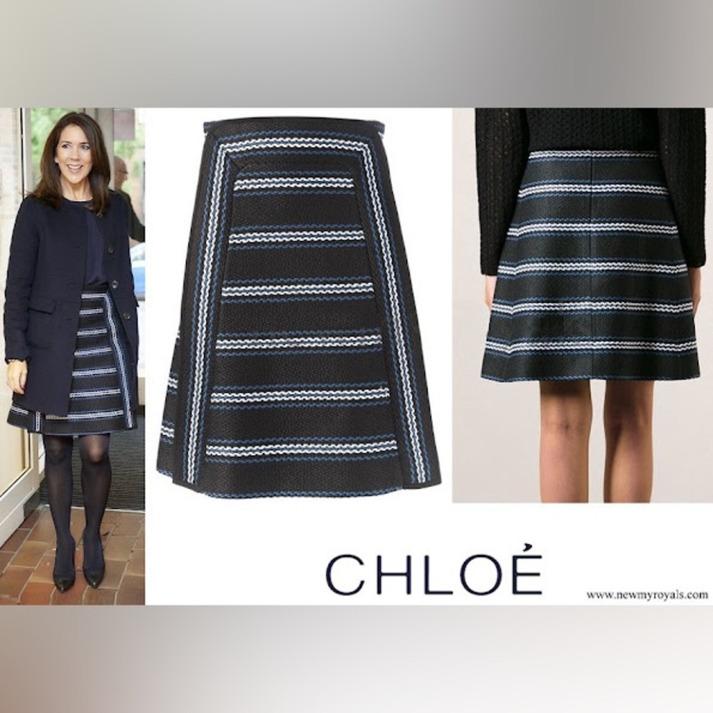 Chloe size 38 (size6) black woven striped skirt